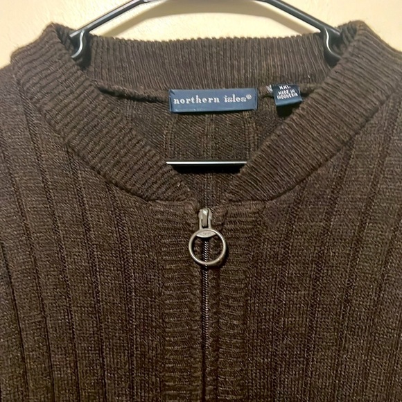 Women’s NORTHERN ISLES brown front zip pocket cardigan sweater size XXL - Picture 1 of 7